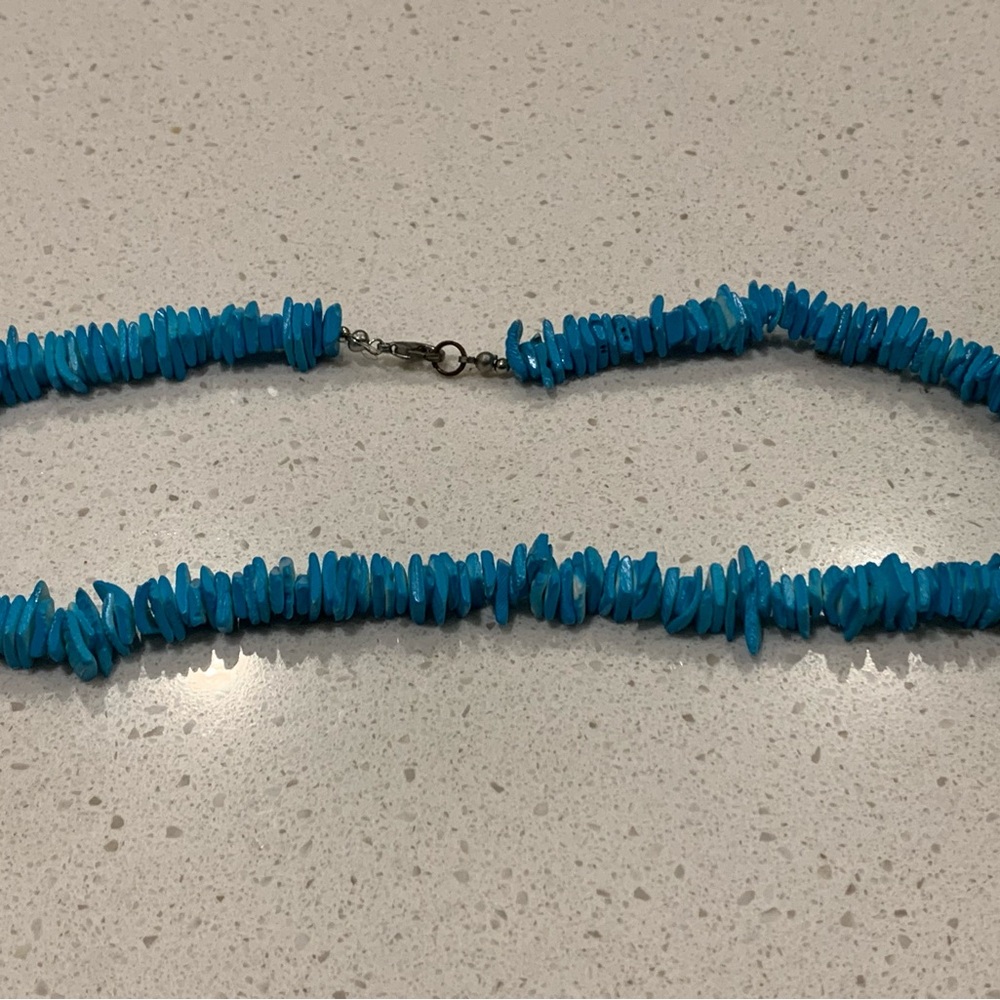 Vibrant Blue Turquoise Necklace with Silver Clasp